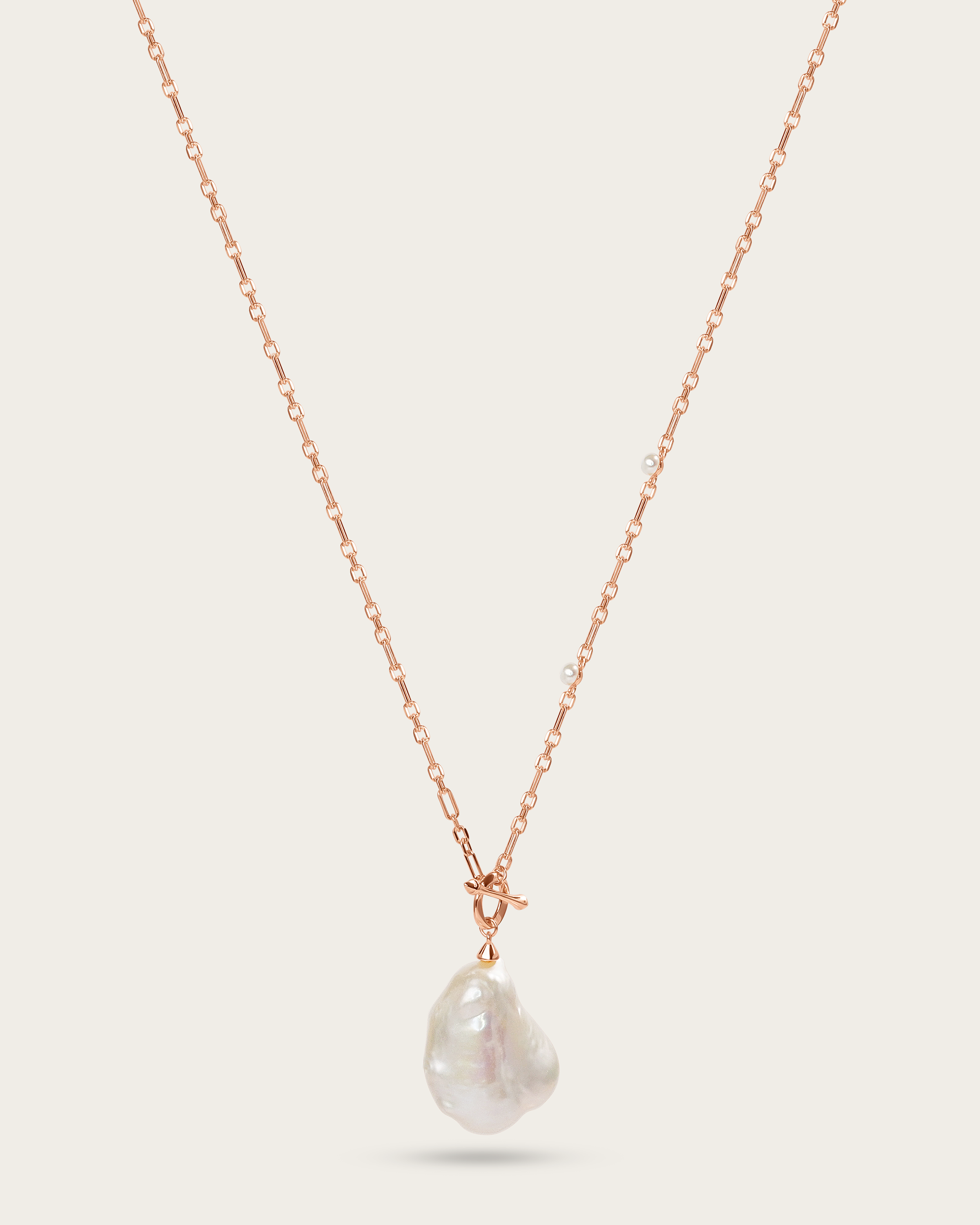 Baroque Pearl Paperclip Chain Necklace | Rose Gold Vermeil – Miaora Co