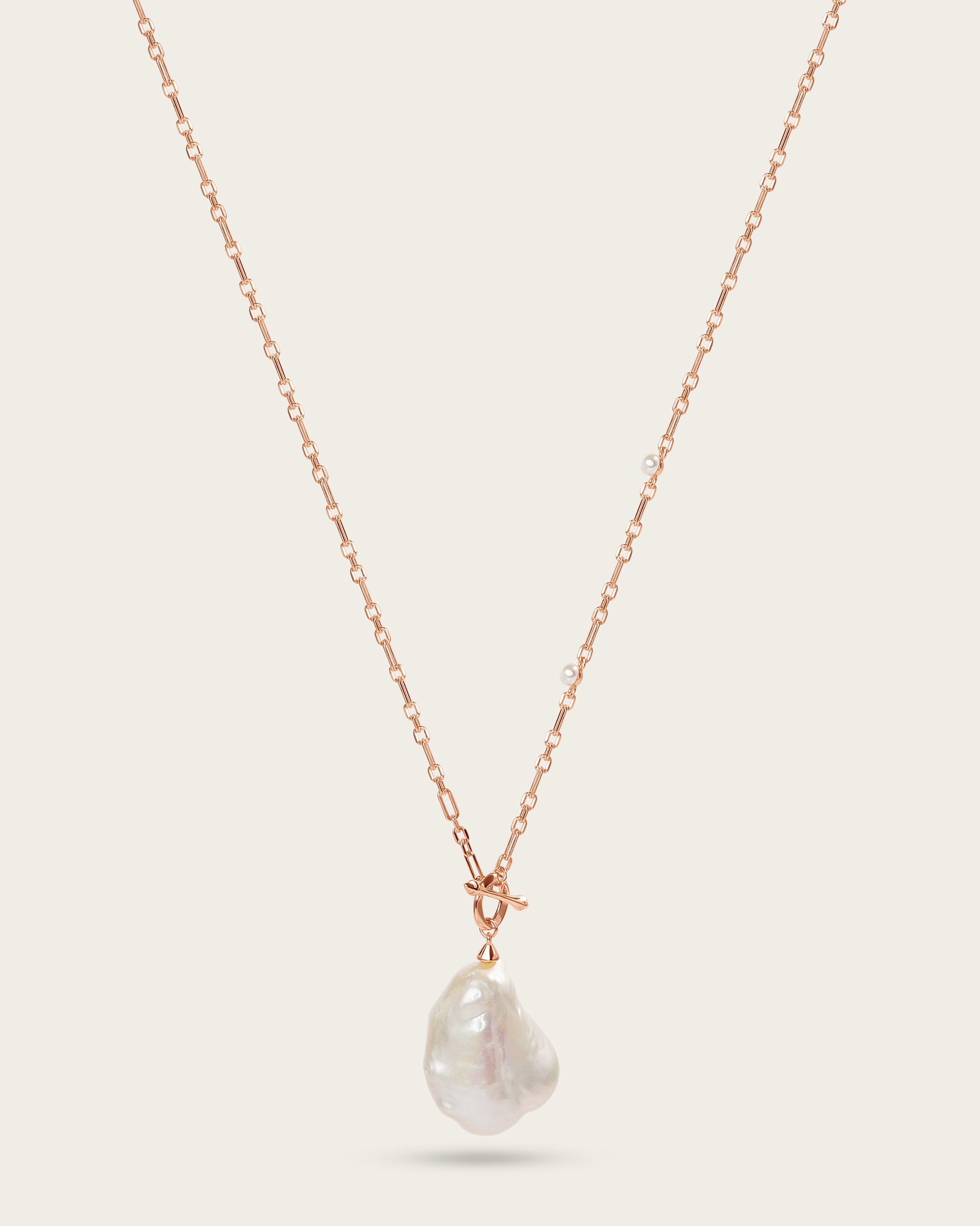 Baroque Pearl Paperclip Chain Necklace | Rose Gold Vermeil – Miaora Co