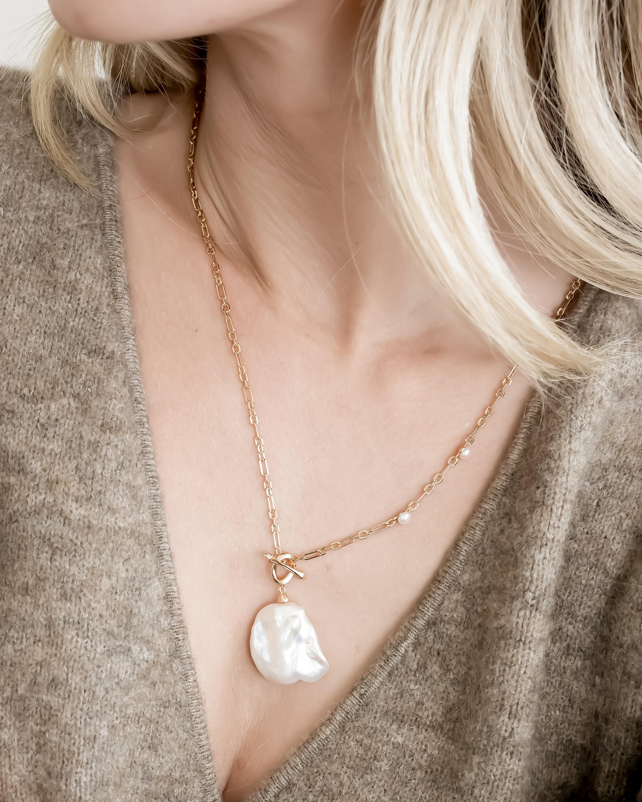 Baroque Pearl Paperclip Chain Necklace | Rose Gold Vermeil – Miaora Co