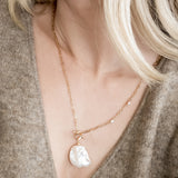 Cora Baroque Pearl T-Lock Necklace