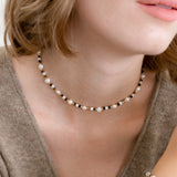 Mini Pearl & Tiger Eye Beaded Choker Necklace