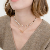 Mini Pearl & Tiger Eye Beaded Choker Necklace