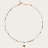 Amazonite & Rose Gold beaded Choker Necklace