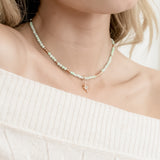 Amazonite & Rose Gold beaded Choker Necklace