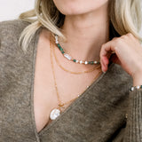 Biwa Pearl & Jade Beaded Necklace